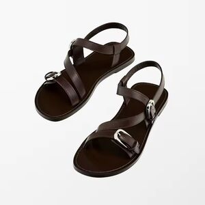 Massimo Dutti Dark Brown Leather Sandals NWT